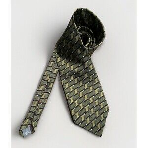 George Machado Necktie Imported Silk Geometric Green Classic Luxury